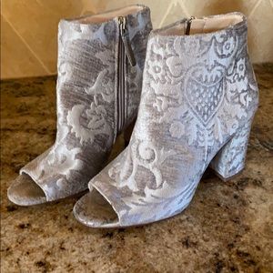 Silver peep toe booties